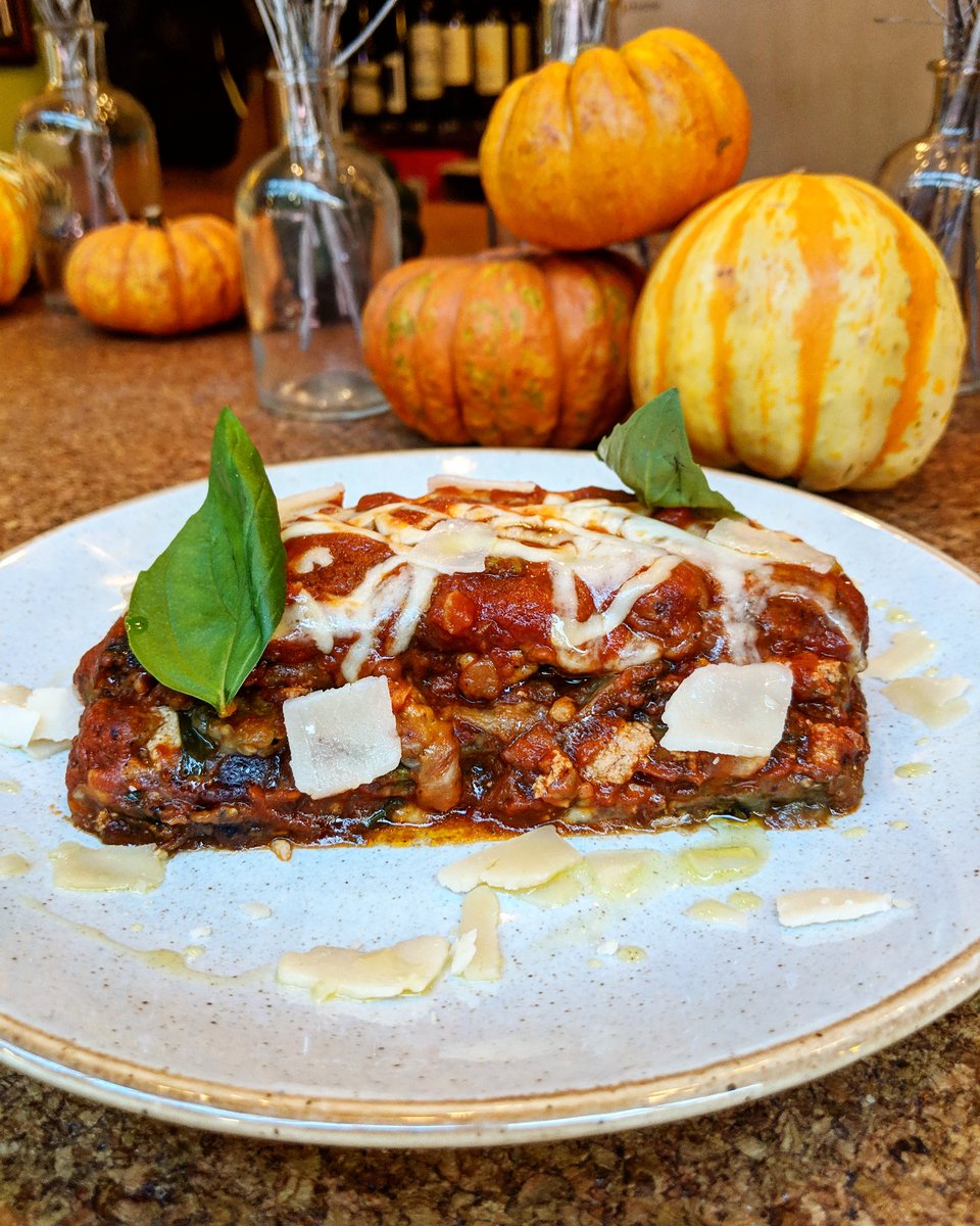 Parmigiana Melanzane - 'lasagne' made with sheets of sliced aubergine, with tomato passata, mozzarella, parmisan &amp; basil - from <a href="/rustica_london/">K</a> at <a href="/UnwinedSW17/">Unwined in Tooting</a> in #Tooting #SW17 - Brilliant vegetarian comfort food!
