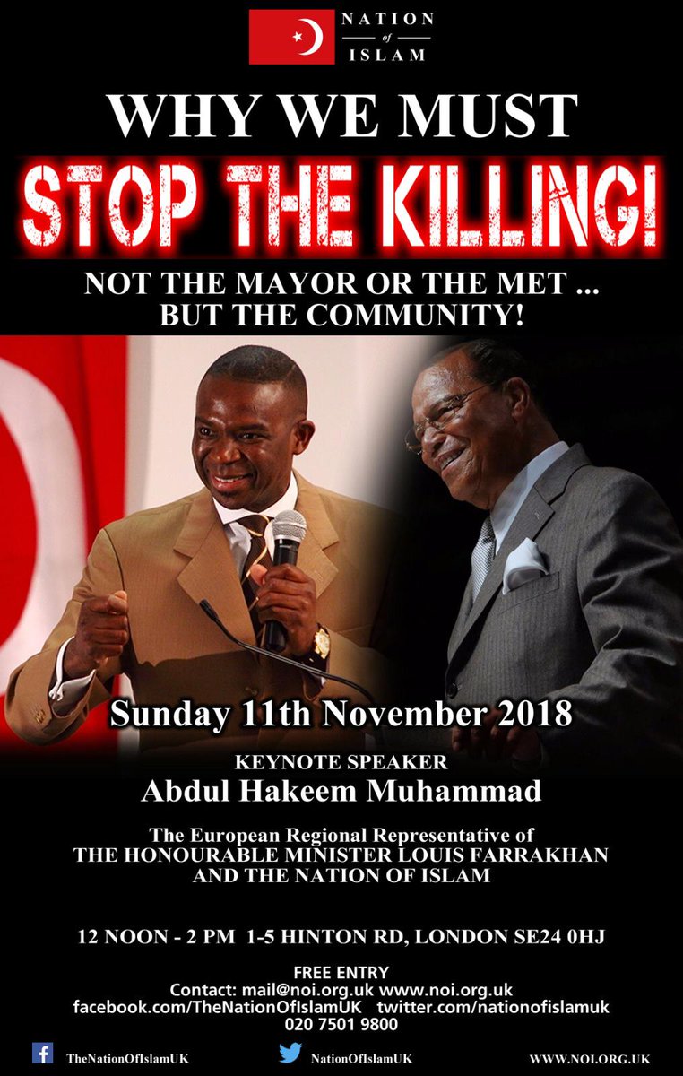 NationofIslamUK's tweet photo. Join Us Tomorrow In Brixton For Our Weekly Sunday Meeting! https://t.co/tTElrX3knk
