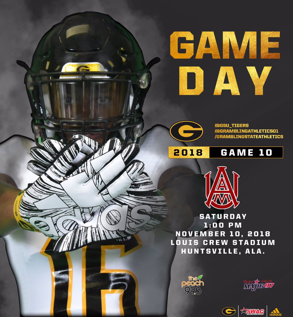 GSU_TIGERS's tweet photo. Good Morning from #huntsvillealabama... It’s GAMEDAY!!! #beataamu #RespectTheG #grambling #gramblingstate #gramblingstateuniversity #WhyNotGrambling https://t.co/5VVTqIEEXJ