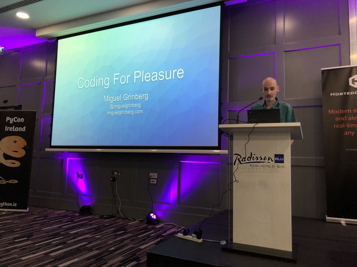 DeFeliceDom's tweet photo. Miguel Grinberg’s keynote at @pycon Ireland. Really inspiring, thank you @miguelgrinberg! #pyconie https://t.co/8GszAP2hOH