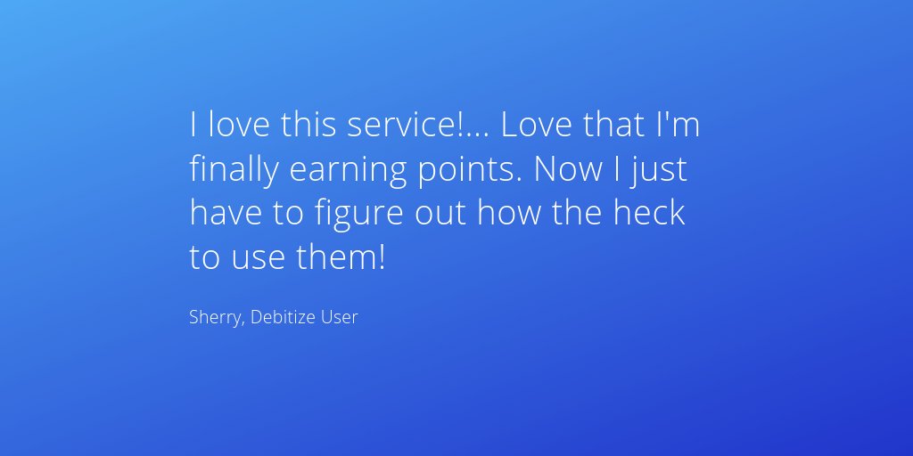 Debitize's tweet image. Want more credit card rewards than you know what to do with? Try Debitize.