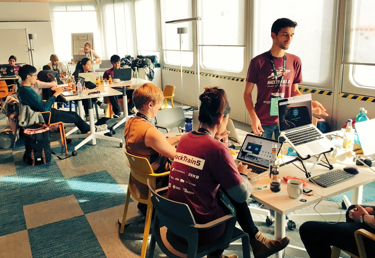 hackpartners's tweet image. Teams on the #EUtrain are getting stuck into building their solutions @DB_Skydeck
#HackTrain5