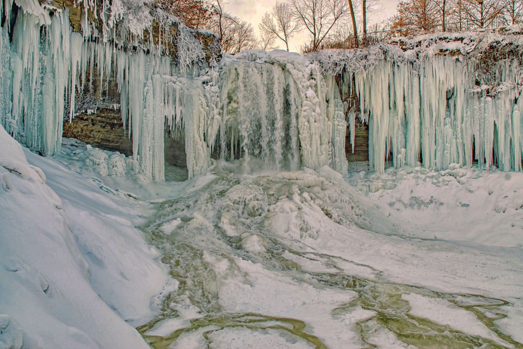 Frozen Minnehaha Falls in Minneapolis. Photo by Doug Wallick.