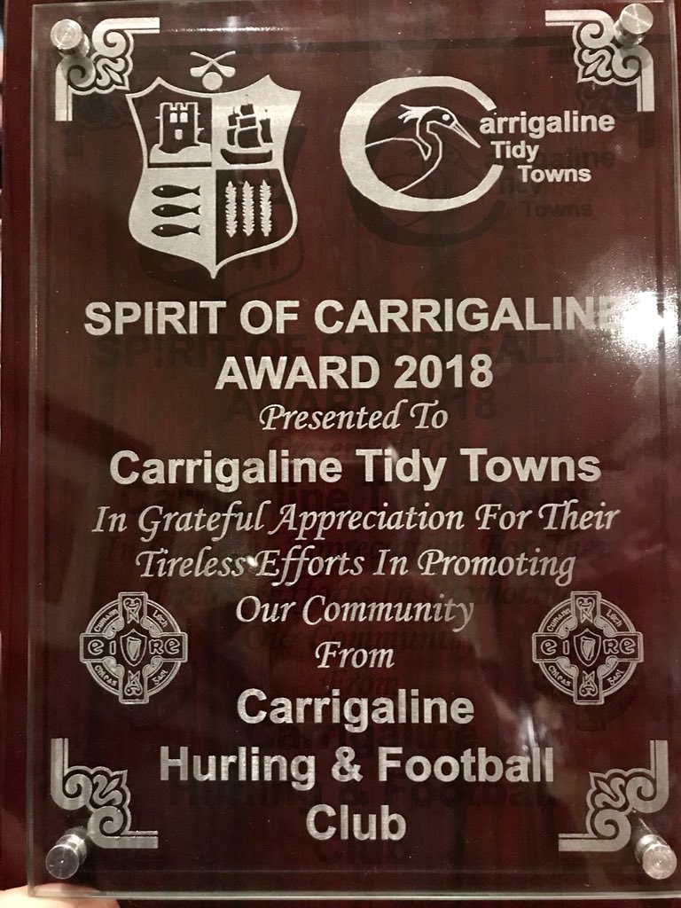 Delighted to be <a href="/CarrigalineGAA/">Carrigaline GAA</a> President awards last night and be awarded with the 2018 Spirit of Carrigaline award in recognition of efforts in promoting the community.<a href="/Carrigdhounnews/">Carrigdhoun Newpaper</a>  <a href="/LIAMOC2014/">Liam O Connor</a> <a href="/MuintirCork/">Muintir Cork</a> <a href="/CorkCountyPPN/">Cork County PPN</a> <a href="/carrigcomm/">Carrigaline Community Complex</a>