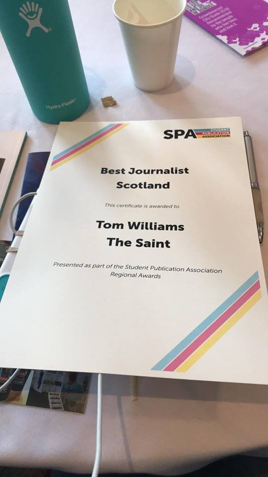 thesaintonline's tweet image. So... we've only gone and won the 'Best Publication' award at the @SPAJournalism Regional Conference! A tremendous testament to the team's work over the past 12 months! Oh yeah, and the small matter of @ThomasM_W picking up the 'Best Journalist' award as well. #thesaintsta