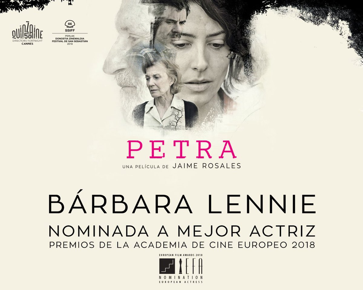 ¡Buenas noticias!
¡<a href="/Barbara_Lennie/">Barbara Lennie</a> nominada a los Premios #EFA por #Petra!

¡Enhorabuena!