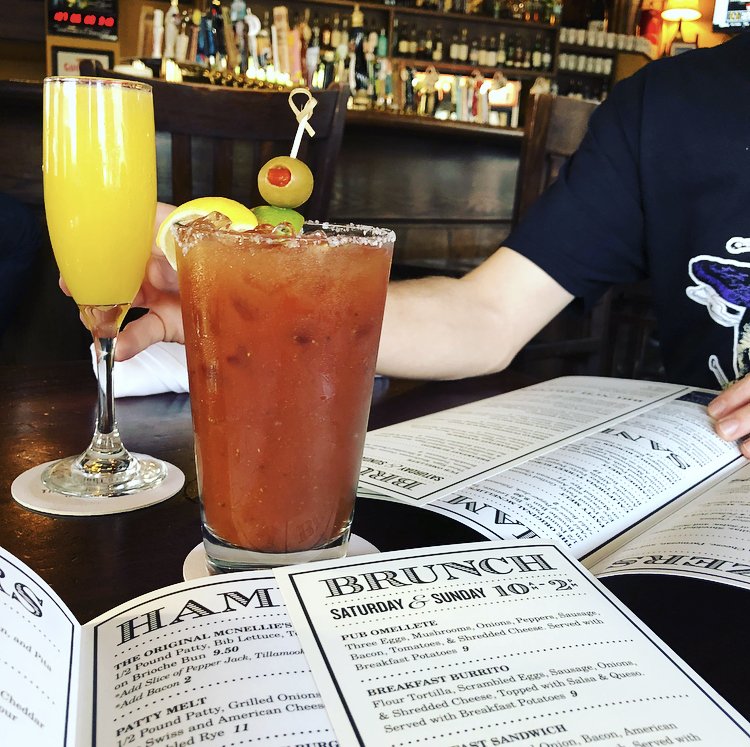 It's brunch time! Come check out our Bloody Mary bar or let Alicia or Bradey make you one! Brunch is served every Saturday &amp; Sunday from 10am to 2pm. #brunch #brunchtime #breakfast #bloodymary #bloodymarybar #mimosa #recoverwithus #hairofthedog #weekend #mcnelliesokc #midtownokc