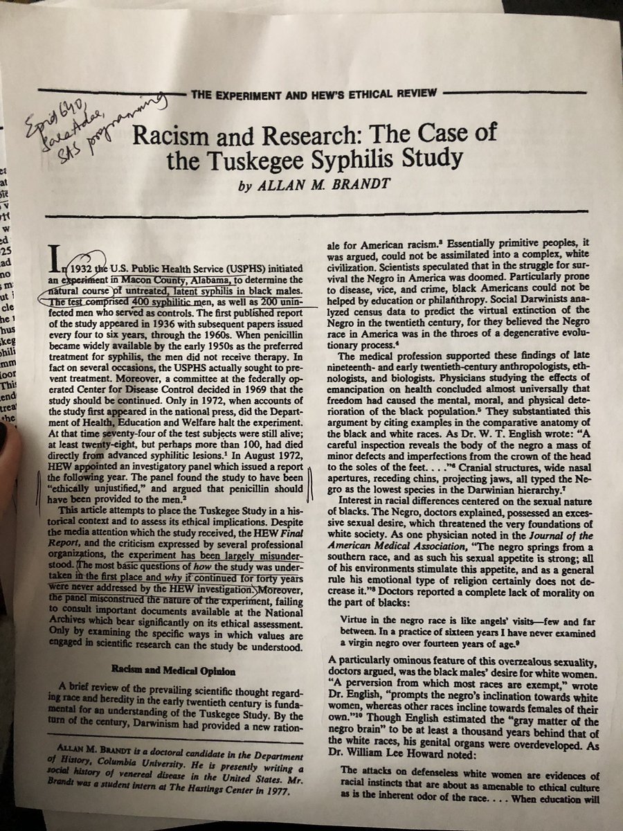 Very interesting piece of #science history. #bioethics #racism #research #regulations #medicine