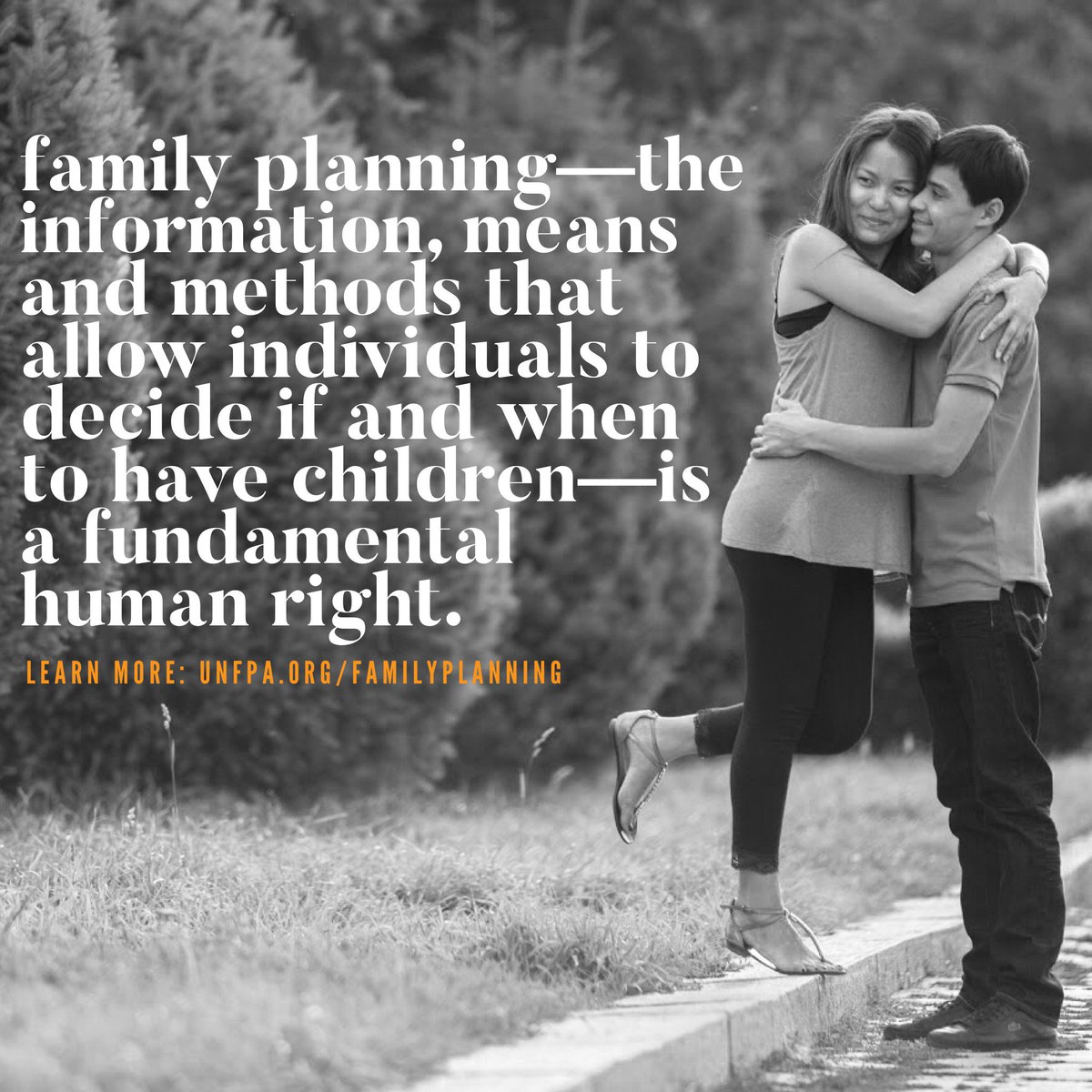 UNFPA's tweet image. Every person in every part of the world has the right to decide if and when to have children. #StandUp4HumanRights and RT if you agree! #ICFP2018