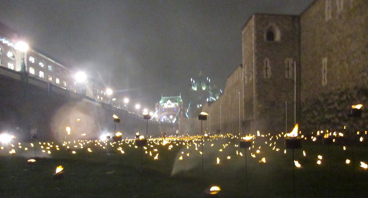 So unbelievably wet in the moat @TowerOfLondon tonight for #BeyondtheDeepeningShadows  - some of the lamps were floating but WE DID IT! Hugely proud to have been a tiny part of such an amazing tribute and installation.