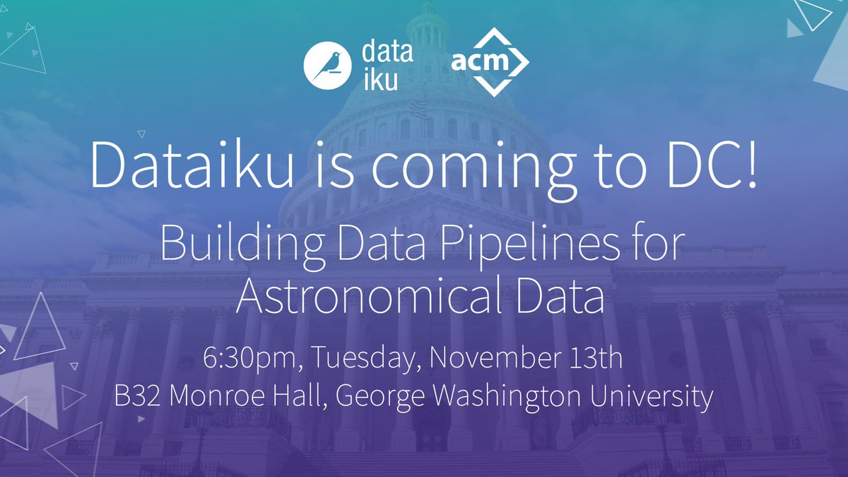 dataiku's tweet image. How can simulated data affect your models? Join us this Tuesday to learn about simulating satellite data and managing enormous data sets into pipelines. Register here: bit.ly/2ODYFRy #datascienceDC #datascience #meetup #astronomy