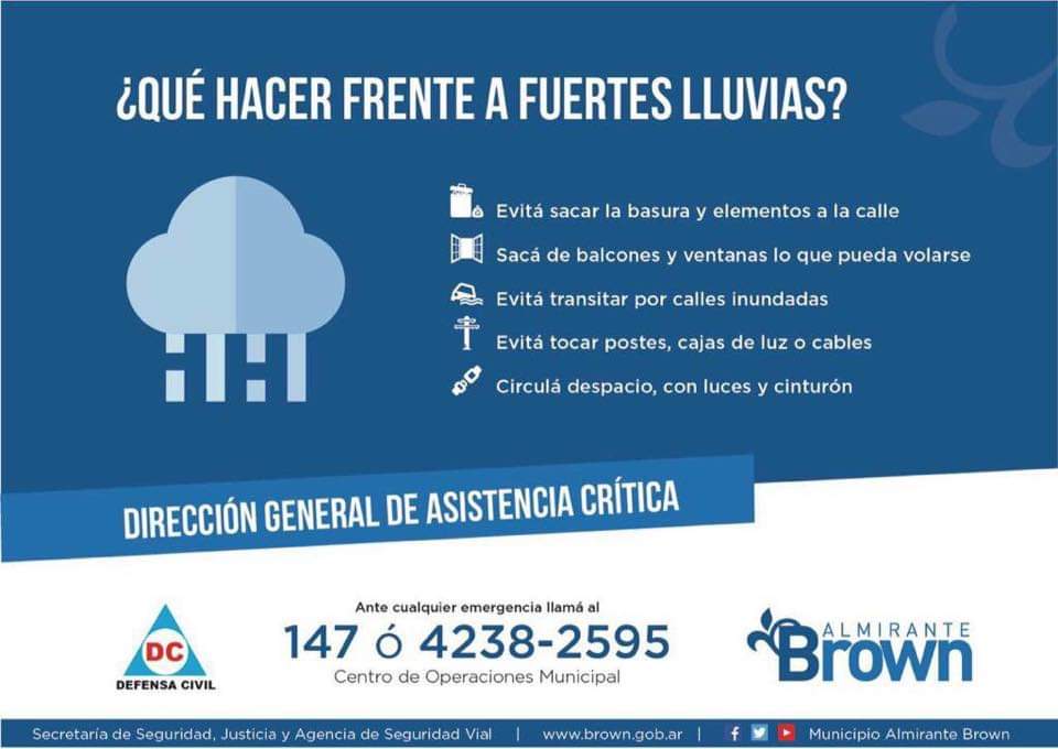 CrisFGaitan's tweet photo. ☔🌨🌩🌪
Para tener en cuenta
 #SomosBrown 
@CascallaresPJ
@MunicipioBrown https://t.co/D0Iz2dIAzo