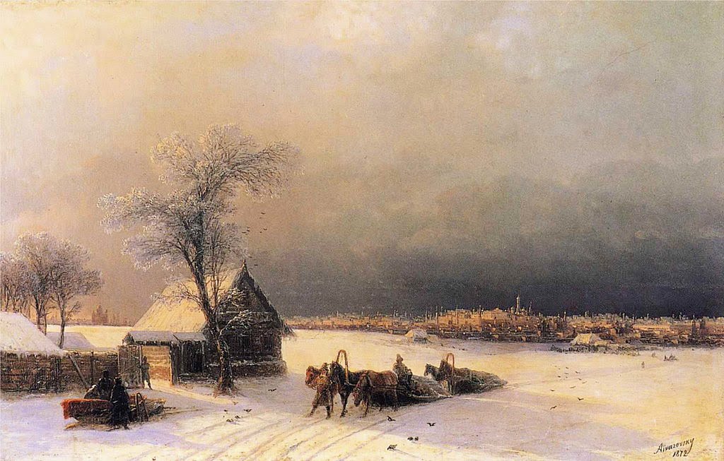 In honor of the snow I now have, here's an Aivazovsky with a little snow..."Winter in Moscow from the Sparrow Hills"