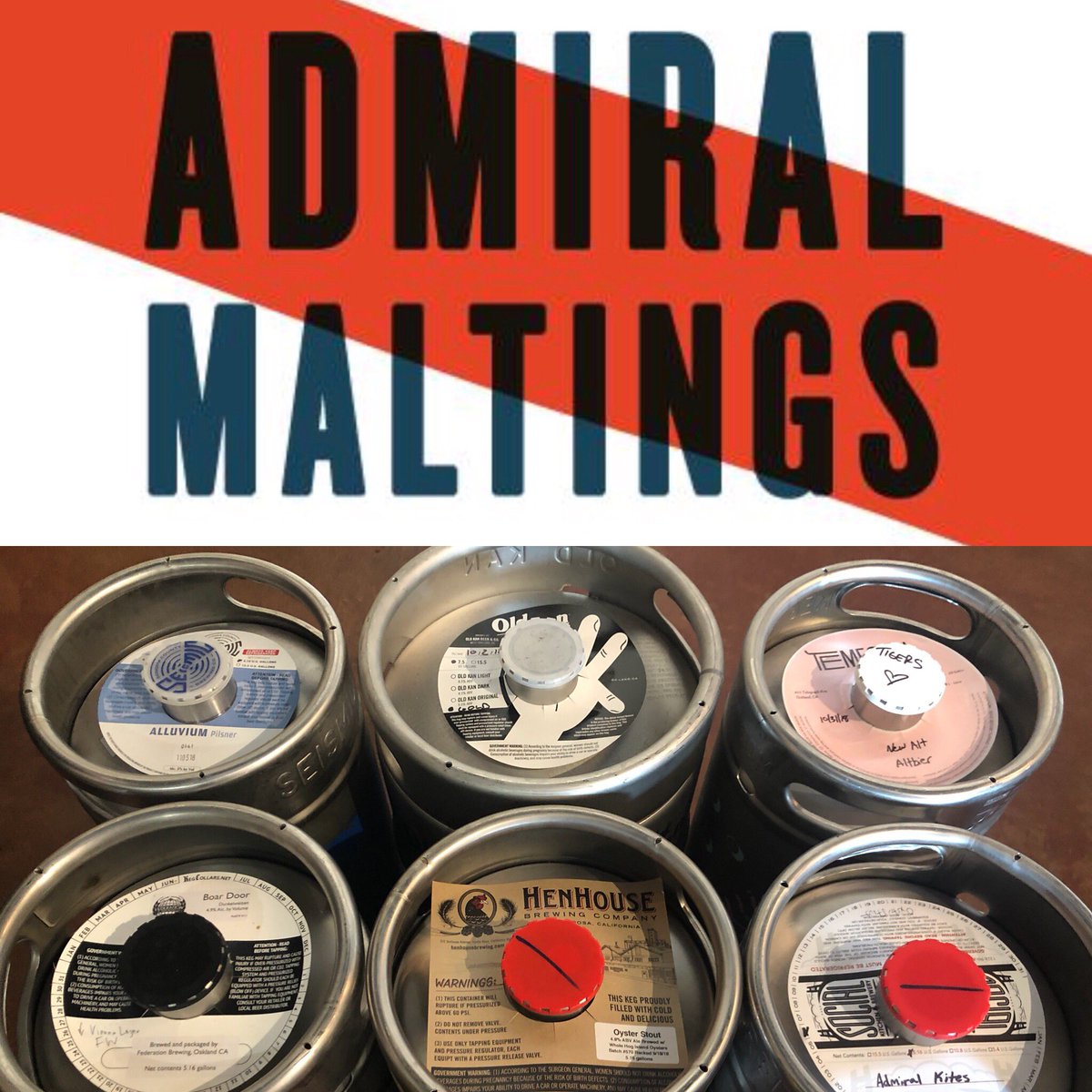 Come join us 2morrow, at 2pm, for our event with @admiralmaltings! Ron Silberstein will be here to talk about their unique malting process &amp; their impact on the farming industry in California. We will be showcasing 6 beers on tap which utilize Admiral Malts. #Oakland #craftbeer