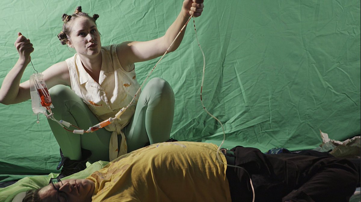 Happy birthday to @APB_art, famous artist and "Dead Guy" / Production Assistant / Sound Guy on #AllieandLaraMakeaHorrorMovie.