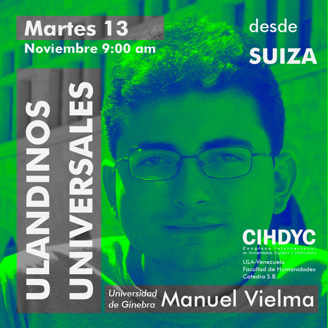Martes 13 de noviembre 8:45am
Tendremos la fortuna de escuchar a 2 brillantes jóvenes físicos nuestro orgullo ulandino la Dra. <a href="/JoanyManjarres/">Joany Manjarres</a> Investigadora del CERN y profesora de la TU Dresden en Alemania y el Dr. Manuel Vielma profesor de la Universidad de Ginebra en Suiza