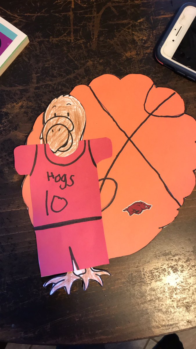 Nlamer25's tweet photo. My 6 year old had a school project to disguise this turkey. He chose to make his turkey into Daniel Gafford. He is a big fan of #10. @Dan_G33 https://t.co/6wOmxfpdn9