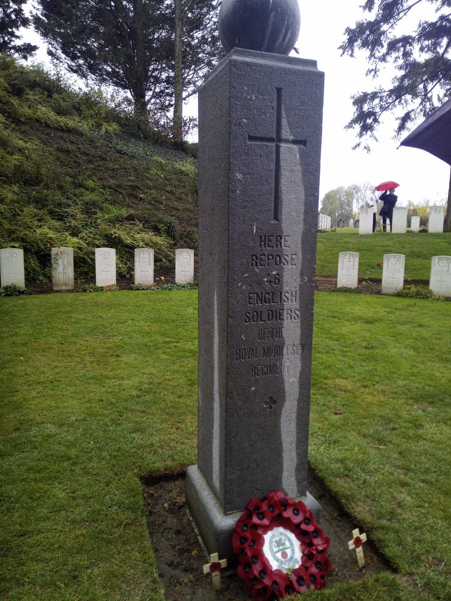 It was a somber moment earlier this afternoon as we visited St Symphorien Cemetery, Mons, where many English and German soldiers have their final resting place.  #WeRemember