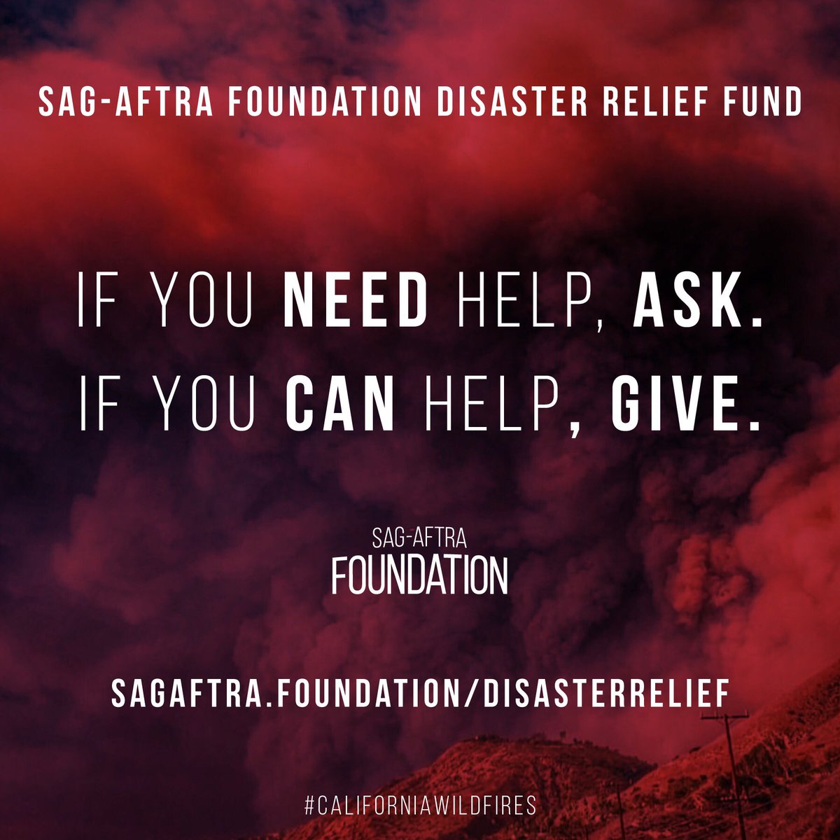 sagaftraFOUND's tweet photo. If you are a @sagaftra member and have been impacted by #CaliforniaWildfires, we have a Disaster Relief Fund and may be able to provide emergency financial assistance and referrals to other resources. For info: https://t.co/cfOpgIpYQe https://t.co/DTW3nPiUEY