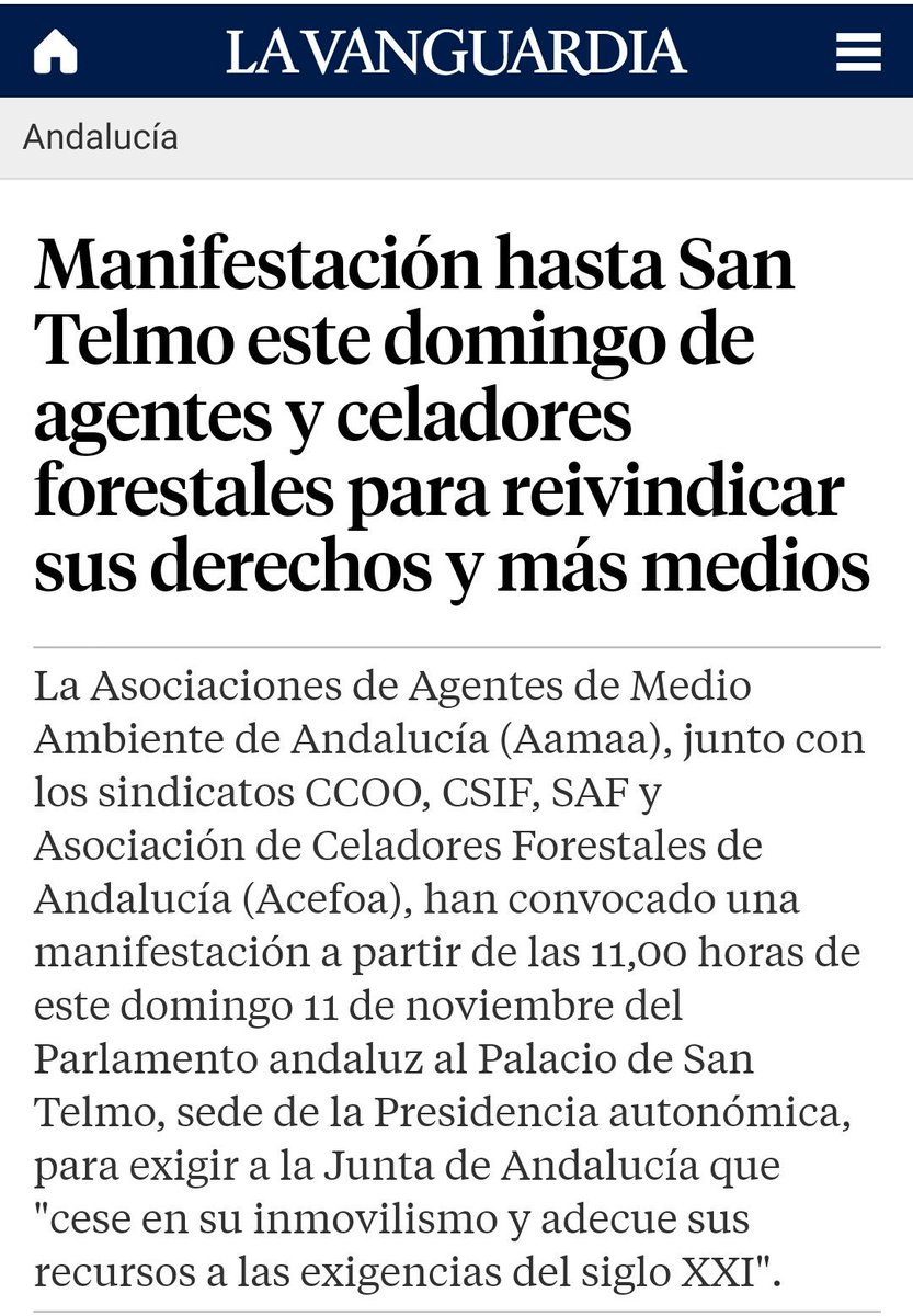 opositoresAMAA's tweet photo. Otro #Diario de tirada nacional @LaVanguardia  se hace eco de la #RiadaVerde #AAMM reclamando los derechos perdidos tras DÉCADAS de olvido institucional #Andalucía merece tener un Cuerpo de @AAMM_And a la vanguardia como otras #CCAA solo hace falta VOLUNTAD POLÍTICA @susanadiaz https://t.co/vd7YF0ZB9u