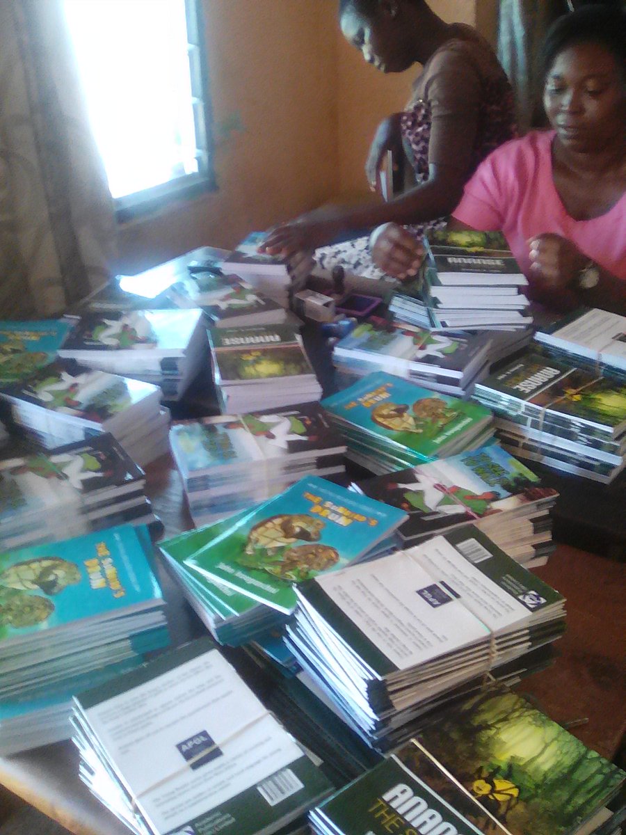 GedaidF's tweet photo. Thank you Florence, Evelyn, Doris and Selena for volunteering 4 hours of your time toady to stamp and package 3000 reading books for donation to three basic schools  at Asutsuare. These books will go a long way to support reading and also close the book famine the schools face. https://t.co/eyQ8x3Lbr2