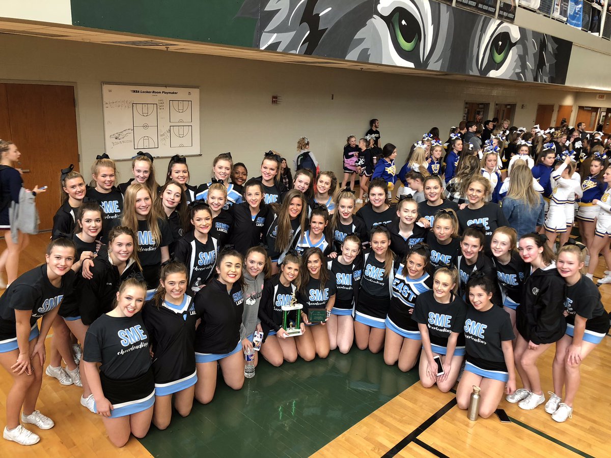 SMEast_Cheer's tweet photo. We are SO proud of our SME Cheerleaders, who took home not one, but two #1 Superior ratings today for their state and competition routines! They also won Best Choreography overall for their comp routine. Congratulations, ladies! https://t.co/6MZFiLZ7A0