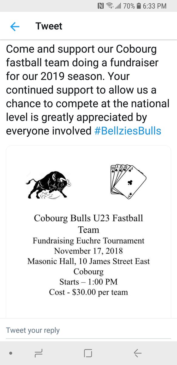 Big Eurche Tourney Next weekend to support our Fellow #DRC members on The Cobourg Bulls U23 Fastball Team. Please come out and show Support for a great Jr. Fastball team..All info for The Tourney Provided by @JoshMaguire19 found   below!
#BellziesBulls
#GreatestShowOnDirt