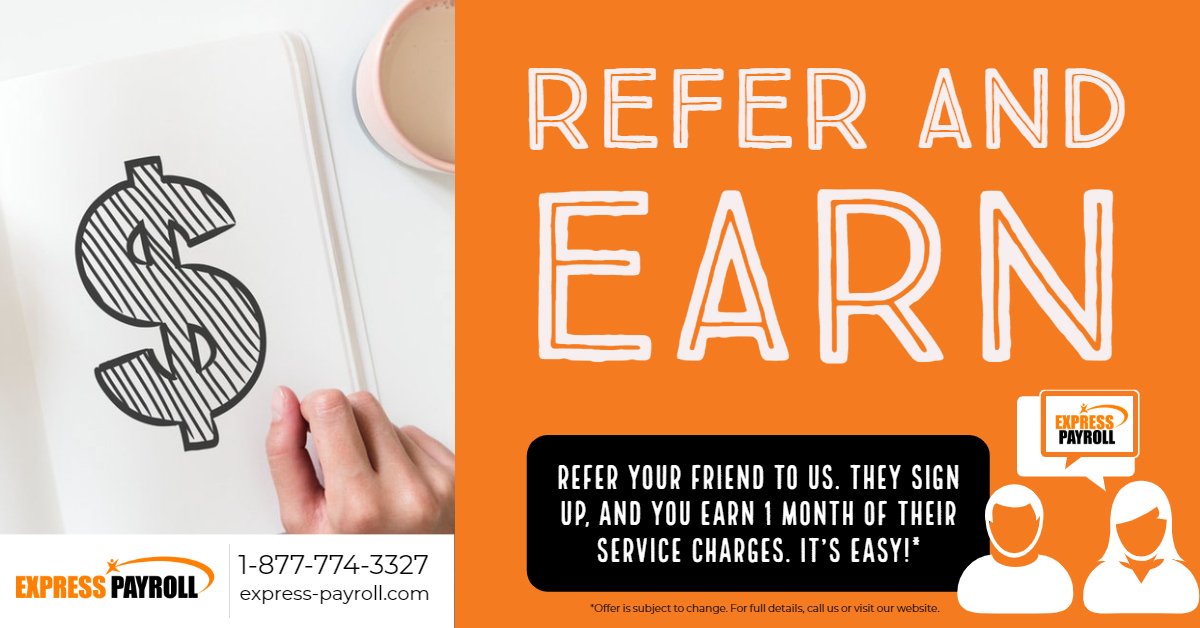 payroll_express's tweet image. Know someone who needs #payroll? Refer them to us and earn! express-payroll.com #referral #payrollcompliance #deals #earnmoney #quickbooks #qbo #expresspayroll #business #businesservices #hr #timeclock #employees #bizmanagement