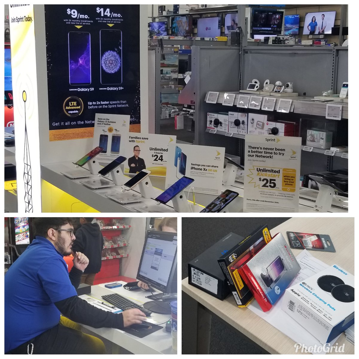 DanConwayNM's tweet photo. The pod looks great, but the focus of our new Sprint expert Eric as he's porting in a line from Verizon is what really makes me smile! Complete with all the accessories! Great job sir! #sprintforthewin @martyachi @SprintSouth @DonGuzzardo https://t.co/MmZxiz3VsU