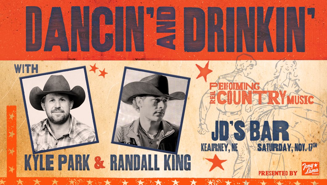 Kearney, NE one week from tonight!  I'll be <a href="/JDs_krny/">JD's</a> with <a href="/RandallKingBand/">Randall King</a> for a little #dancinanddrinkin #countrymusic #realcountry 
ow.ly/f40L50jBrQf