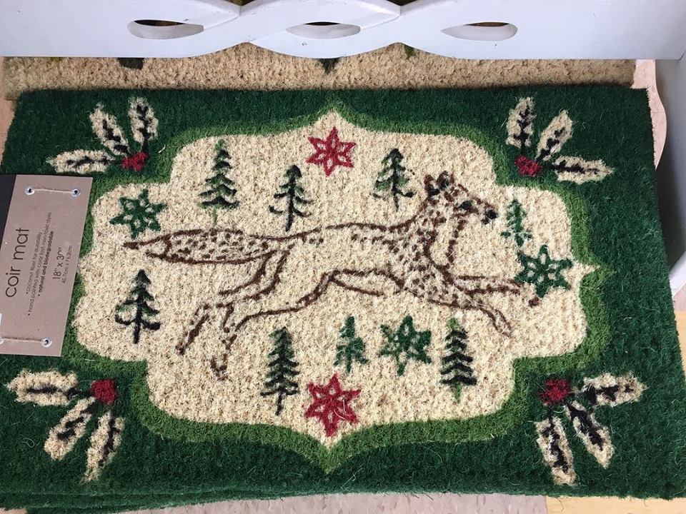 We have several NEW designs of festive doormats. Pick up your favorite before they're gone! #fox #doormat #christmaswelcome #christmasdoordecor #wipeyourfeet