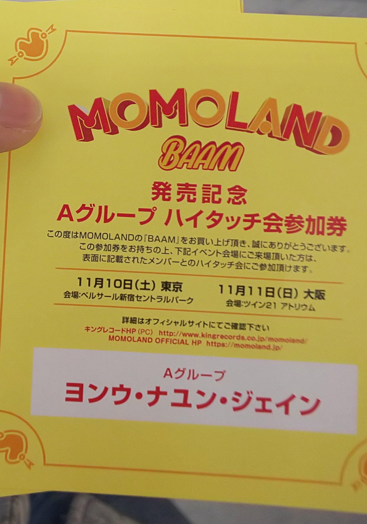 【送料0円】 Bグループハイタッチ会参加券 MOMOLAND - 韓流
