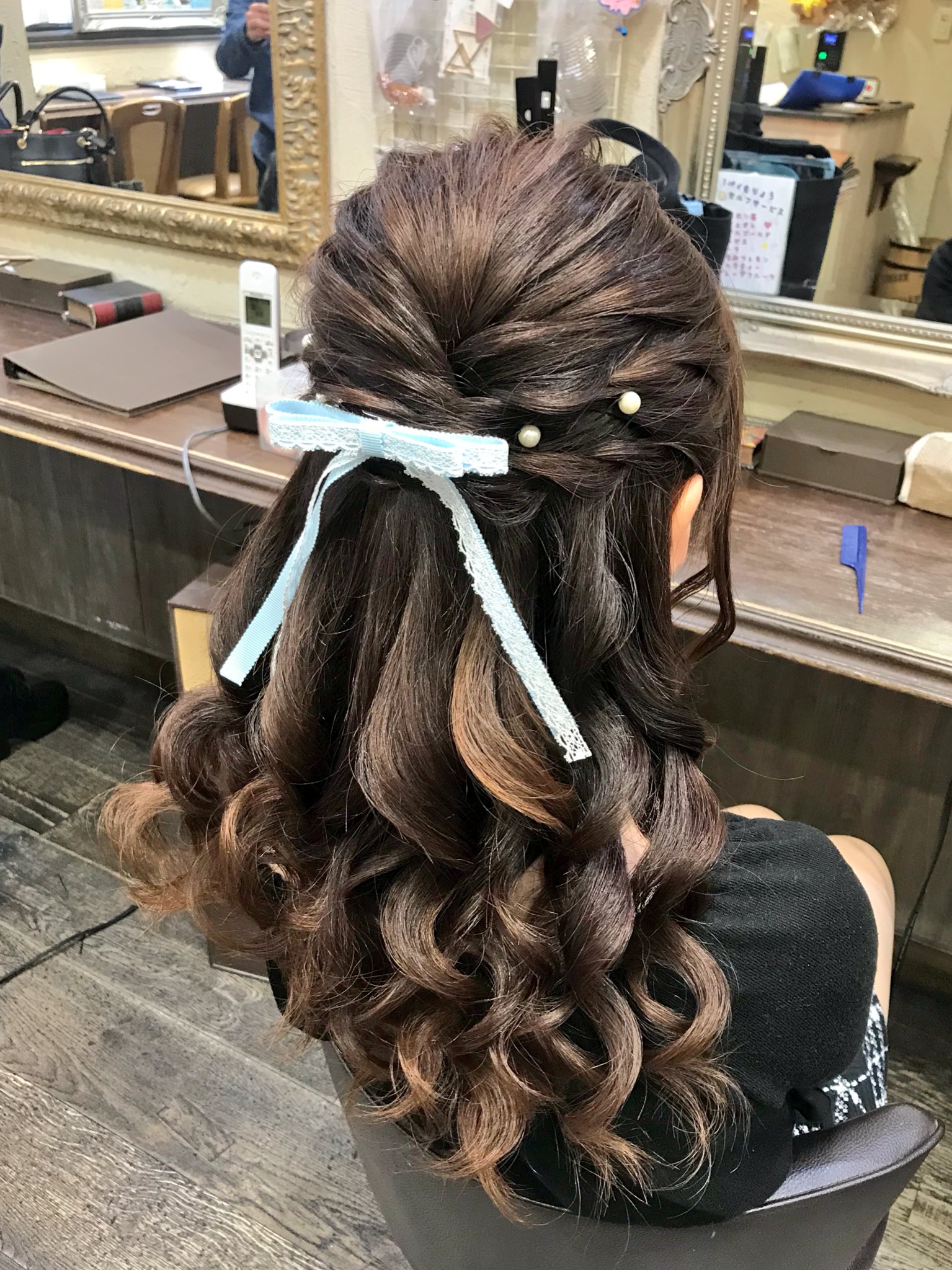 心斎橋 ミナミ セットサロンエース ハーフアップ リボンアクセサリー セットサロン セットサロン大阪 ヘアセット ヘアアレンジ ヘアスタイル ヘアメイク ヘアメイクサロン ライブヘア コンサートヘアメ コンサートヘア ハーフアップ ヘア