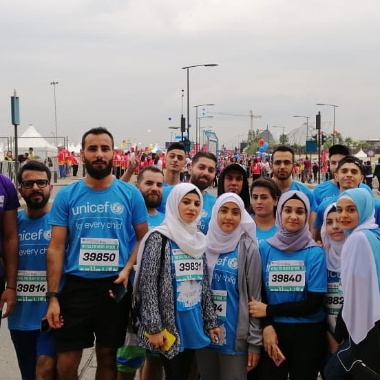 Nawaya's tweet photo. At the Beirut Marathon Association, the Nawaya team gets ready for the fun run, while youth join team UNICEF Lebanon!
#beirutmarathon
#happeningnow
#nawayateam
#Run4Children
شباب نوايا - Nawaya Alumni https://t.co/OxqZ95B4Bc