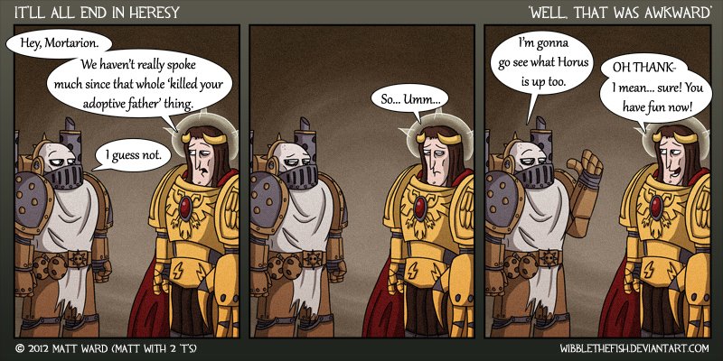 hermanabatalla's tweet photo. -Hola, Mortation. No hemos hablado mucho desde toda eso de "maté a tu padre adoptivo".
-Supongo que no.
-Así que...
-Voy a ver que esta haciendo Horus.
-¡OH, GRACIAS! Quiero decir, ¡claro!, ¡ve a pasártelo bien!
#emperador #mortation #lore40k #warhammer #40k https://t.co/JjHaW9auXQ