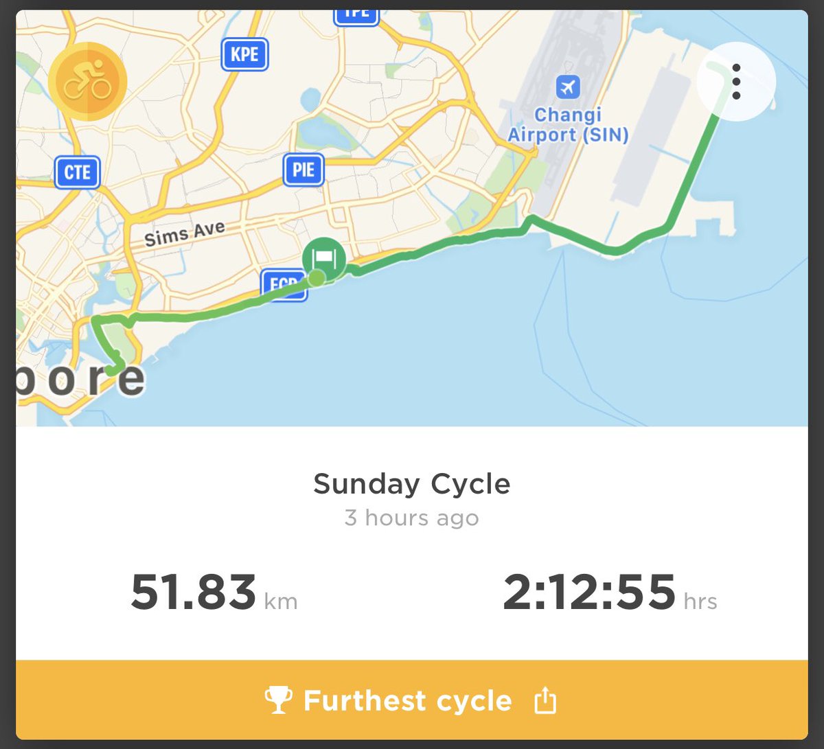 iampingpong's tweet photo. Sunday morning ride with my parents before going for an extra Changi loop #WPPFitFam #TMTL 2772 Calories burnt! https://t.co/QwdS23LCSM