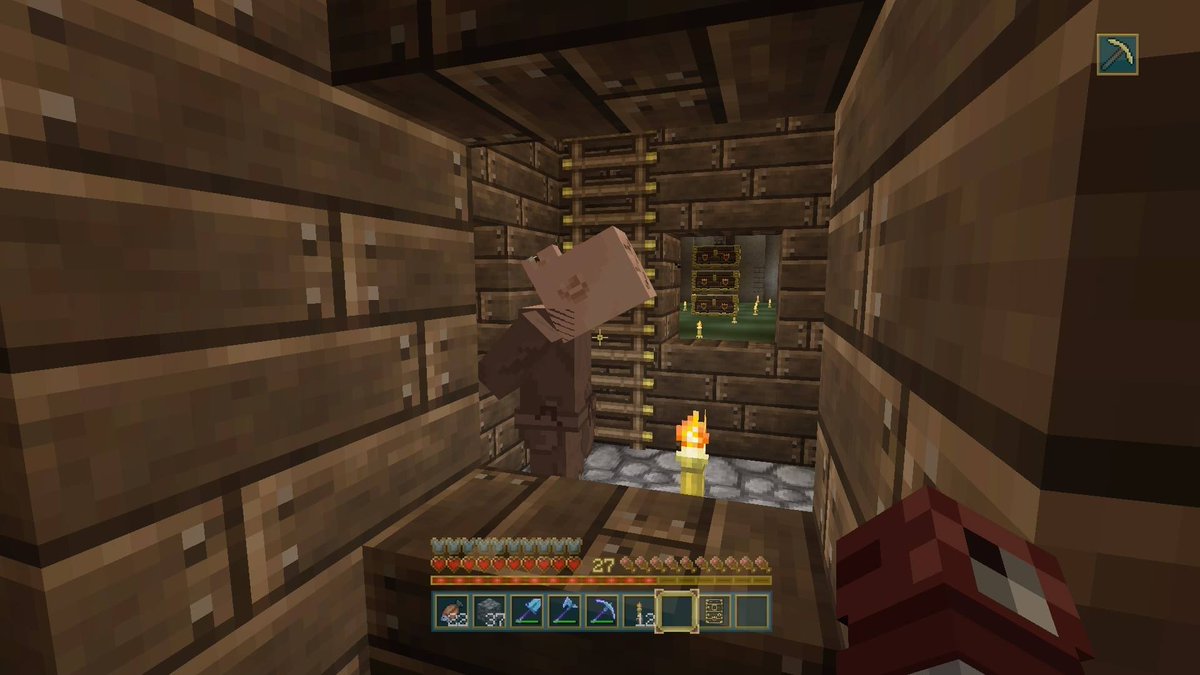 MattChaosRed's tweet photo. Got the first 2 houses underground and the first resident. Can't wait till i add more houses, villagers and maybe a farm or two. I will be posting updates on this for any who are interested. #minecraft #underground #miningup #village https://t.co/N7e2ckAf8C