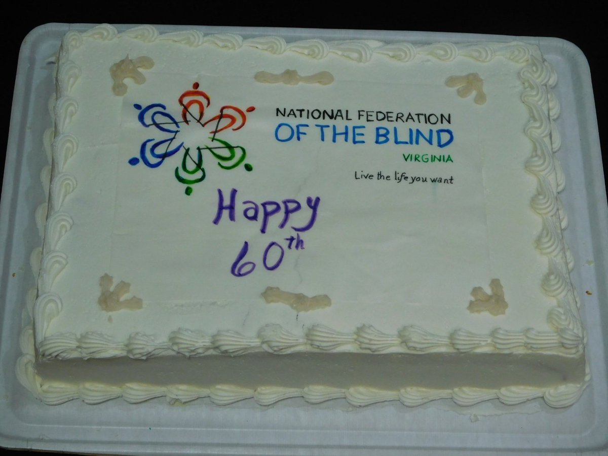 NFBVirginia's tweet photo. It would not have been an anniversary celebration without a cake cutting ceremony! Here's to 60 years of changing what it means to be blind in the commonwealth!  #NFBV18 https://t.co/bjqtATsalt