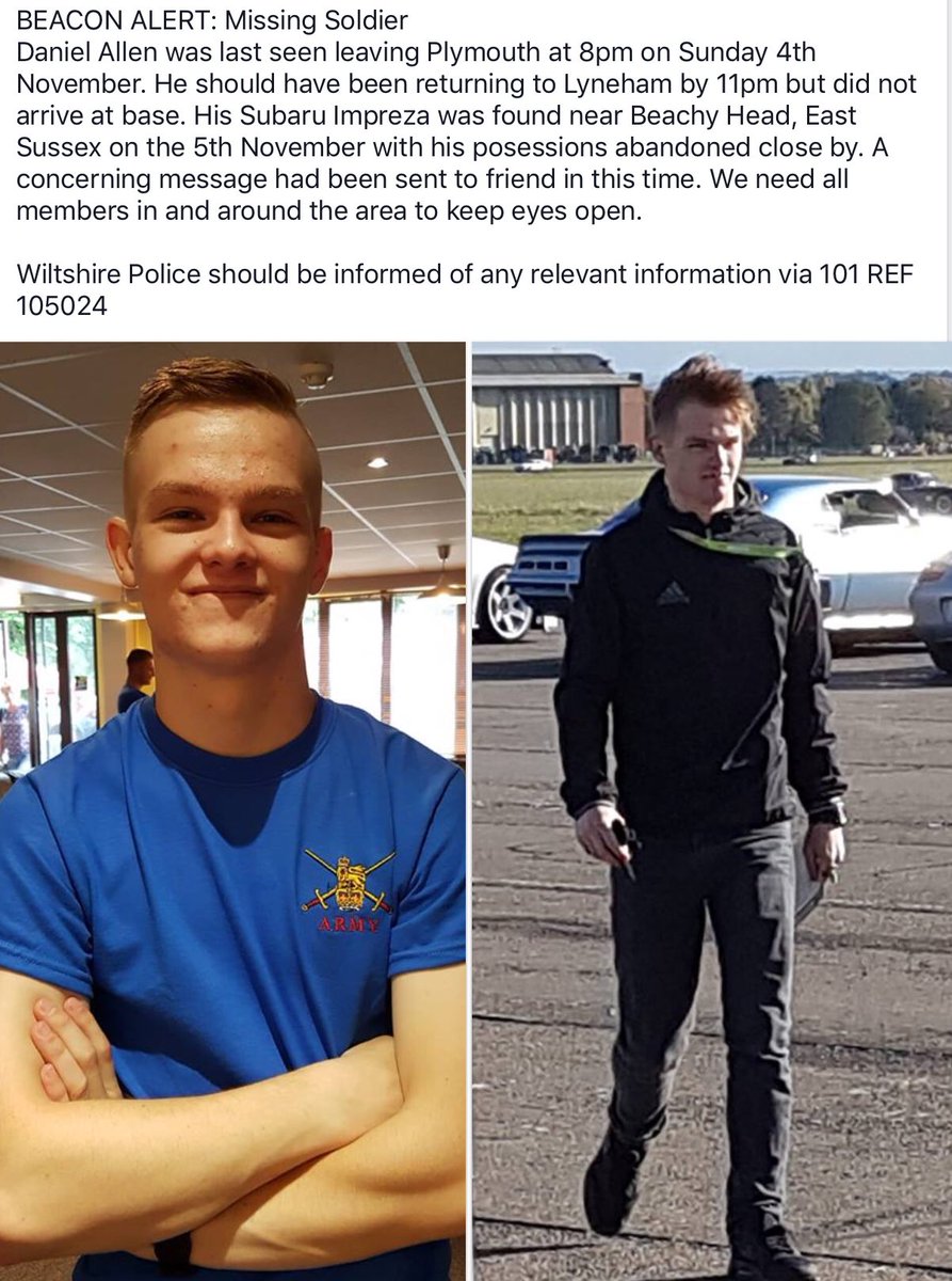 pussyguffaw's tweet photo. #missing #soldier #DanielAllen #Plymouth #Lyneham #beachyhead https://t.co/nj8iRCEfGG