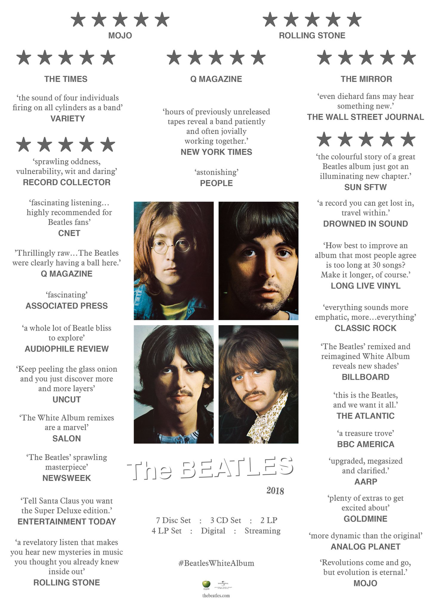 Beatles on Twitter: "Out Now. The Beatles (White Album) Anniversary Editions. #beatleswhitealbum / Twitter