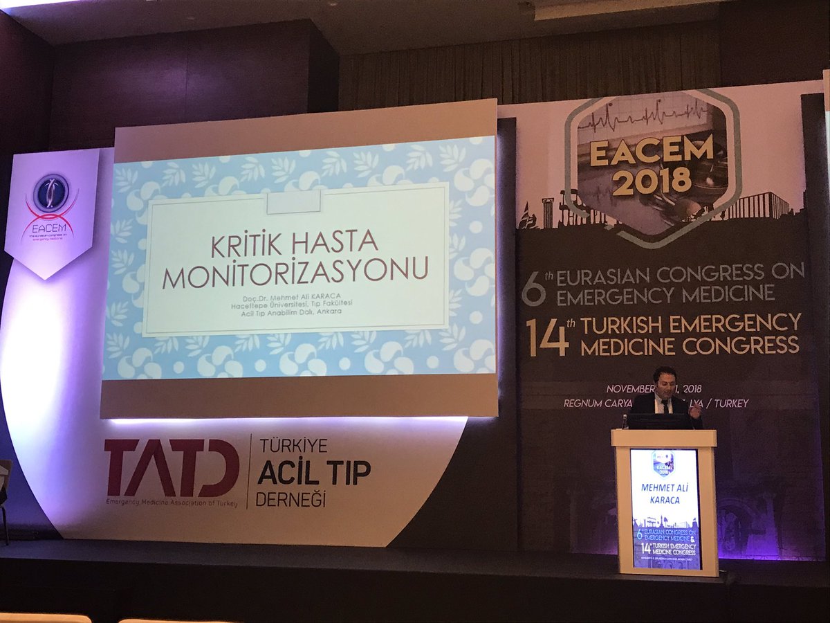 Dr. M. Ali Karaca : Kritik Hasta Monitörizasyonu @TrTATD @ATAS2019Diyar @EACEM2018 #EACEM18 @karacama