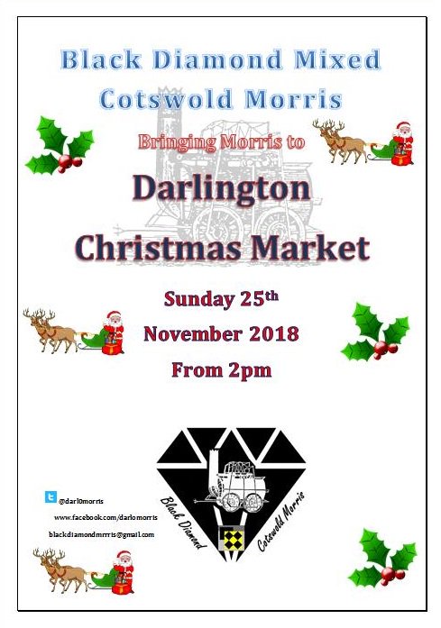 Coming up in November you will find us dancing at the Darlington Christmas Market on November 25th from about 2pm