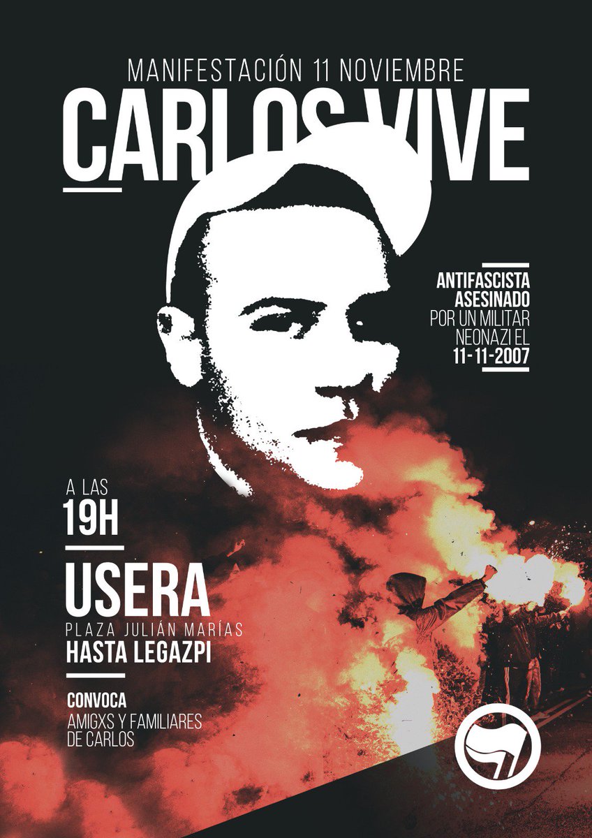 Carlos, no olvidamos, no perdonamos!!
Al fascismo, ni un respiro!
Hoy a las 19:00 manifestación #CarlosVive desde Pza. Julián Marías <M>Usera.
#JJAA2018