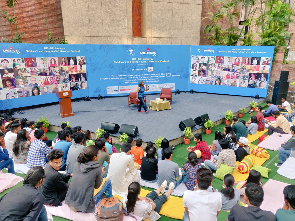 sushi_mooshie's tweet photo. LOL session with @Lalitude talking about family and embarrassing moments. 😁 @ILFSamanvay @habitatworld @IndiaScholastic @shantanudg https://t.co/NHcJiL2DwM