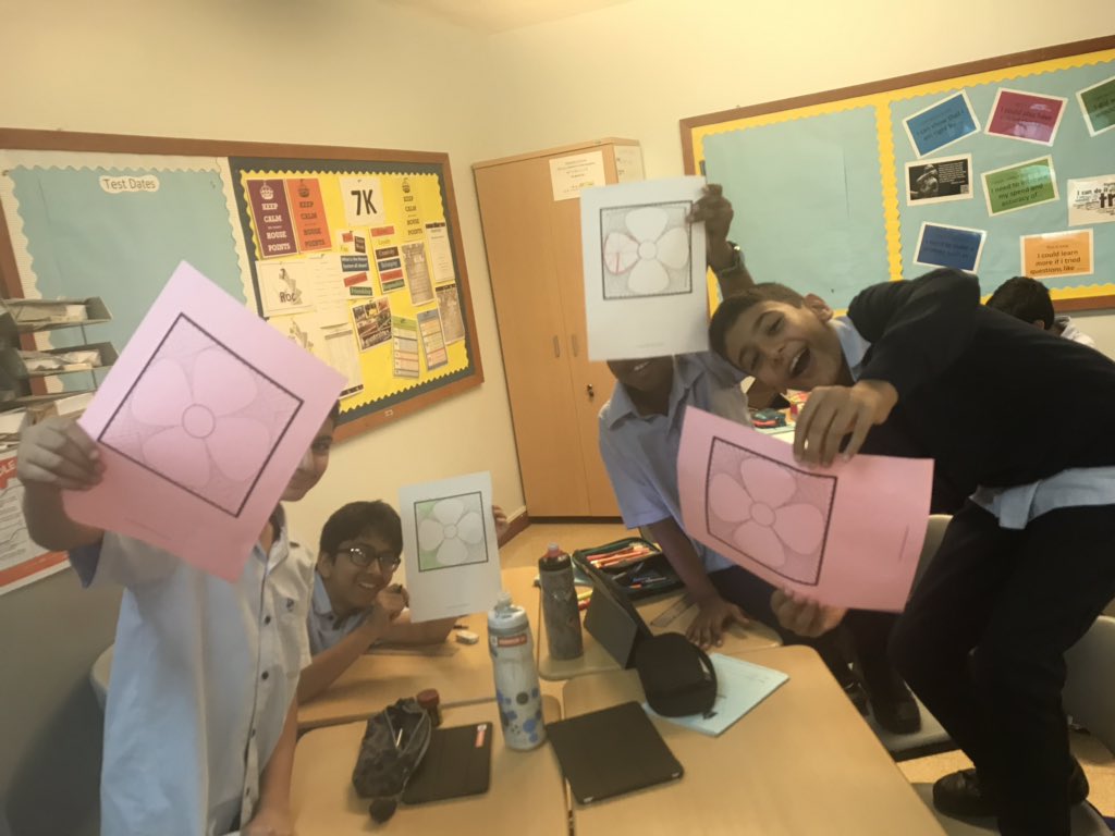 DCMathsDept's tweet photo. More poppy making from our fab Year 7s #WWI100 #WWICentenary #RememberanceDay2018 @DohaCollege @DCHistoryDept https://t.co/7CCJv56MFj