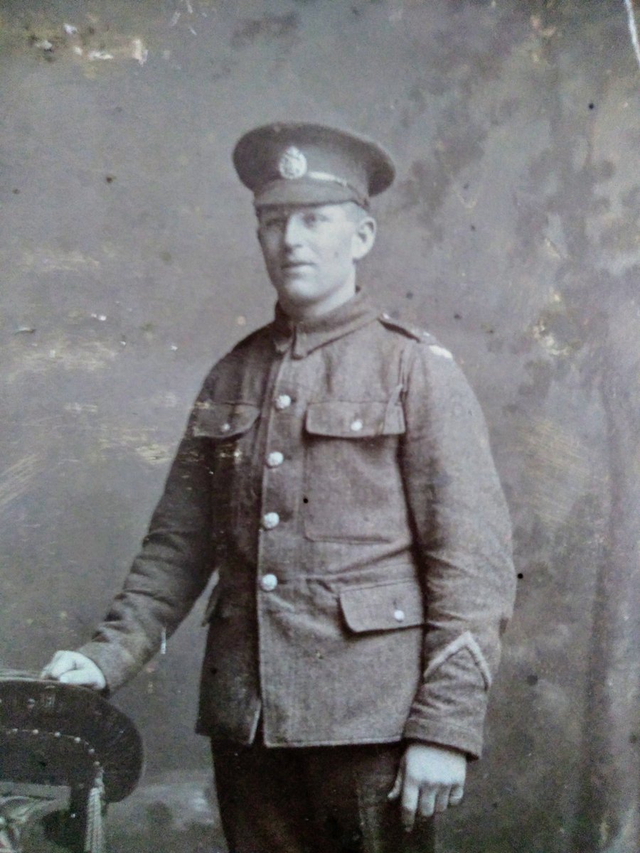 WarwalkerUpdate's tweet image. At the Cenotaph in honour of great uncles Charlie killed on the Somme in 1916 and buried at St Severs, Rouen, Studley Richard buried at Baghdad North Gate and Ernest (pictured) still missing in "...some corner of a foreign field which is forever England".