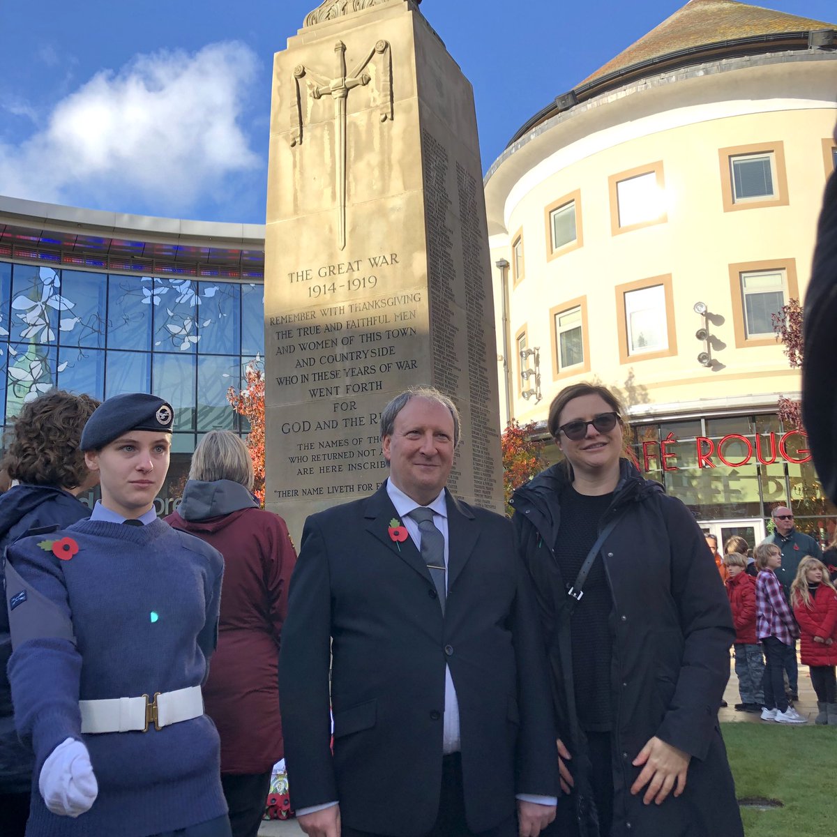 wokinglabour's tweet image. At Woking War Memorial during the Service of Remembrance, on the 100th anniversary of the end of WWI, we laid a wreath to honour all those who lost their lives in war.