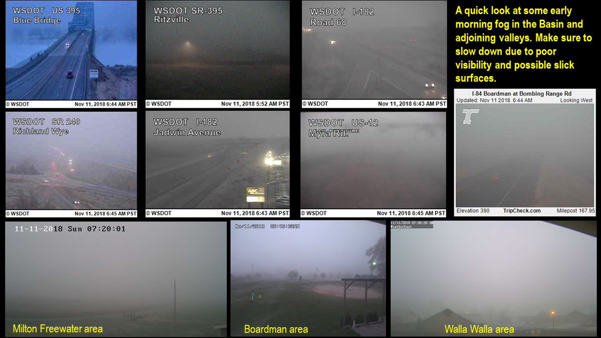 NWSPendleton's tweet photo. Patchy freezing fog around the basin and adjoining valleys could impact travel this morning. Here are some local pics from this morning. Slick surfaces and lowered reaction times due to restricted visibility are the main concerns. #wawx #orwx https://t.co/9iIPrUsaHd
