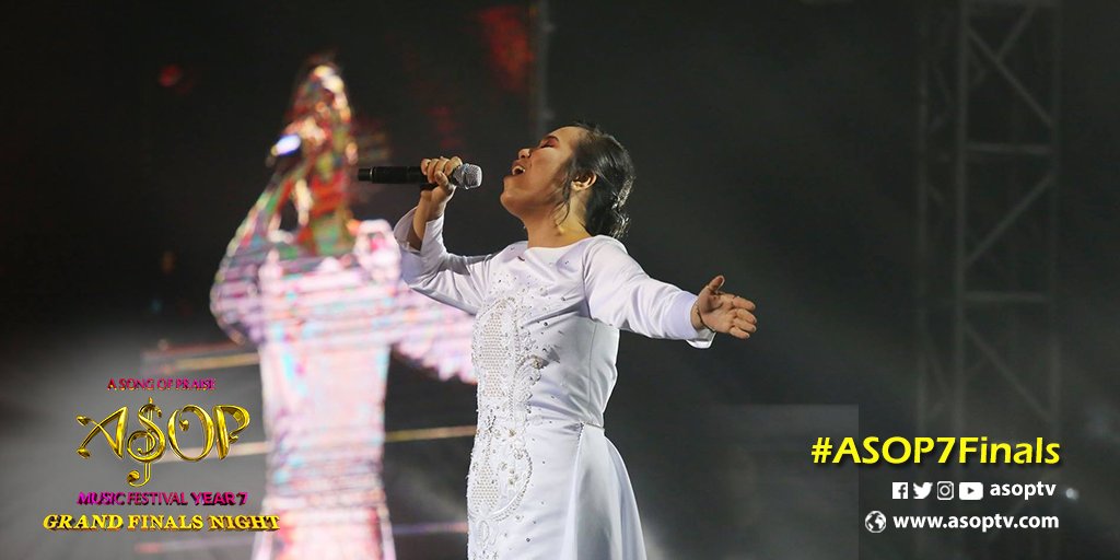 ASOPIntl's tweet photo. ASOP Year 3 alum Jessa Mae Gabon returns to the ASOP stage as she sings Oliver Narag's "Wag Kang Bibitiw" which made it to this year's grand finals held at the New Frontier Theater. #ASOP7Finals https://t.co/7rHkzhAQfy