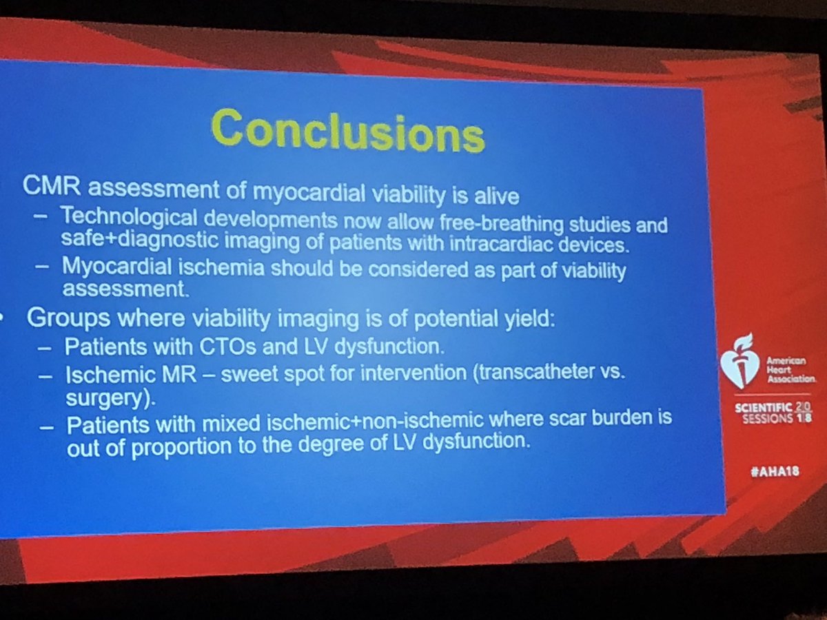 Wall thinning does not necessarily equate to non-viability. Case made for CMR in viability and CTO. #AHA18 #AHAFIT #ACCFIT #SoMeCVD #CMR #CardioTwitter  @JoaoLCavalcante